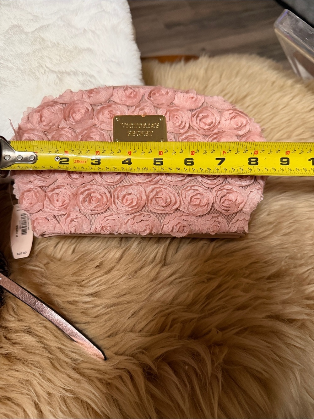 Victoria Secret Pink Studded Bling Mini Backpack & Pink Rosette Makeup Bag - Picture 12 of 12